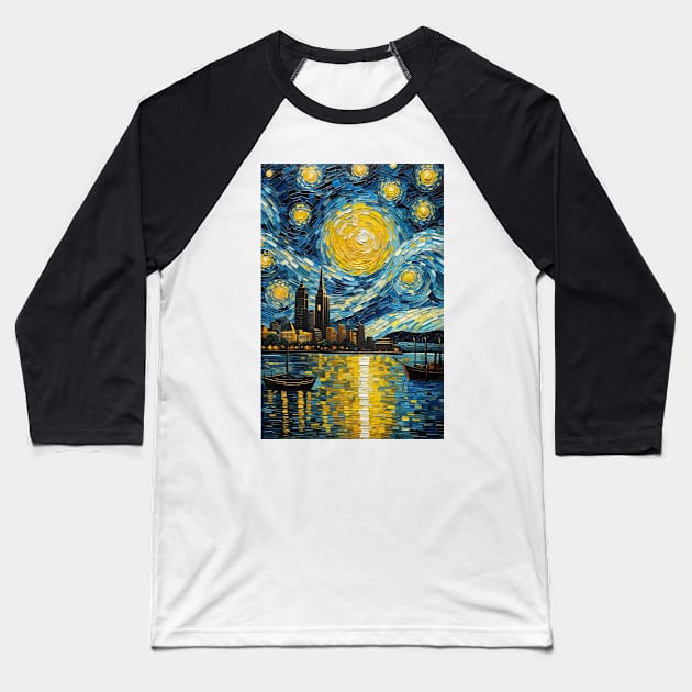 Vincent van Gogh starry night style Sydney Baseball T-Shirt by Spaceboyishere